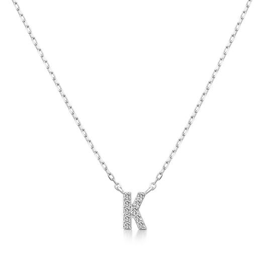 Diamond Accent Small Initial K Necklace in 10K White Gold