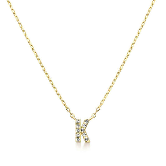 Diamond Accent Small Initial K Necklace in 10K Yellow Gold