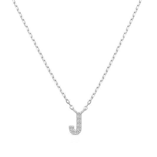 Diamond Accent Small Initial J Necklace in 10K White Gold