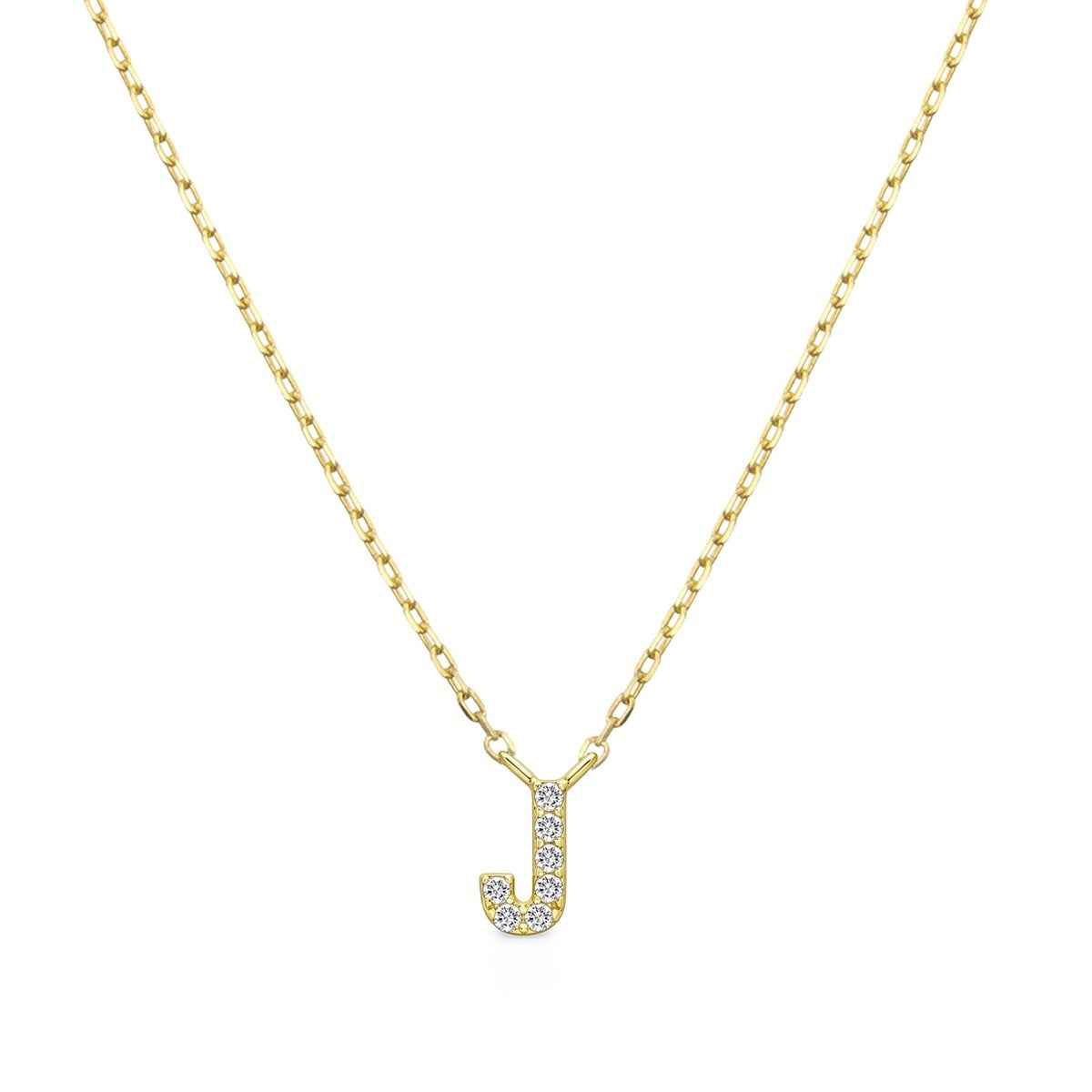 Diamond Accent Small Initial J Necklace in 10K Yellow Gold