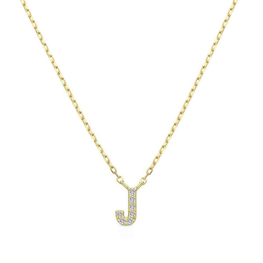 Diamond Accent Small Initial J Necklace in 10K Yellow Gold