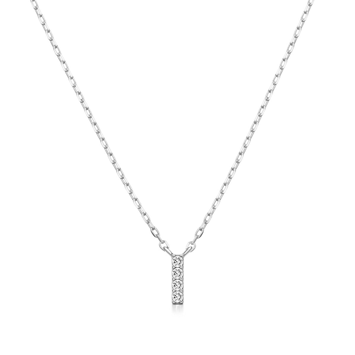 Diamond Accent Small Initial I Necklace in 10K White Gold