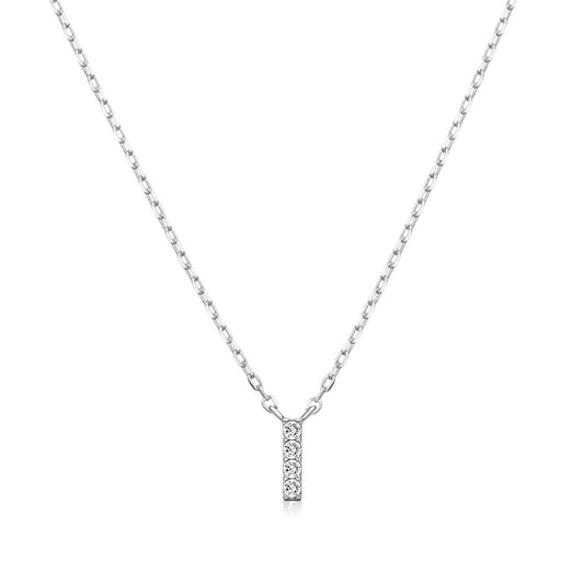 Diamond Accent Small Initial I Necklace in 10K White Gold