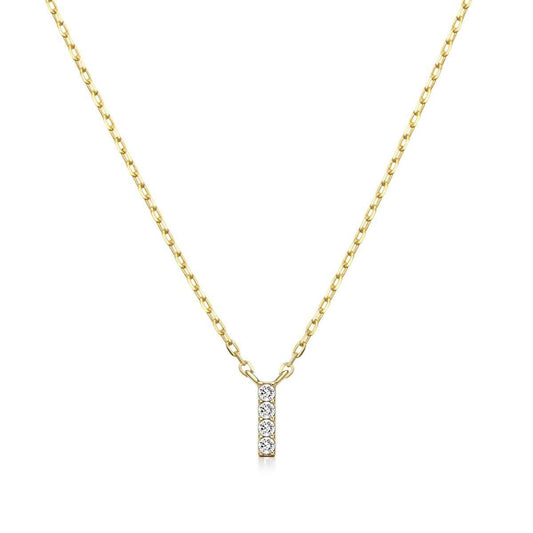 Diamond Accent Small Initial I Necklace in 10K Yellow Gold