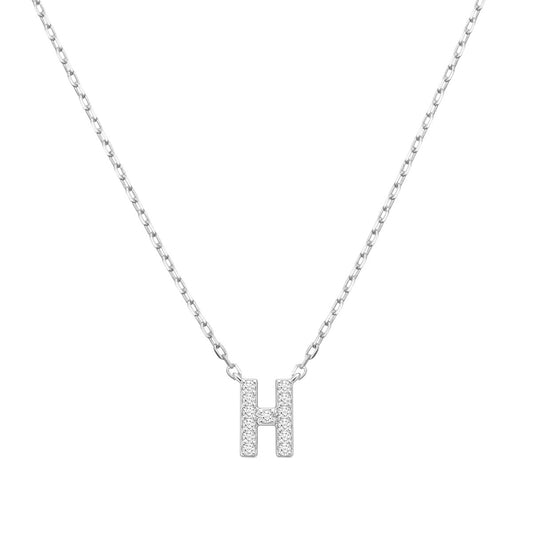 Diamond Accent Small Initial H Necklace in 10K White Gold