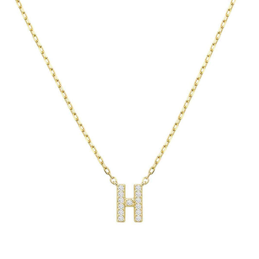 Diamond Accent Small Initial H Necklace in 10K Yellow Gold