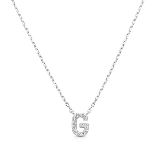 Diamond Accent Small Initial G Necklace in 10K White Gold