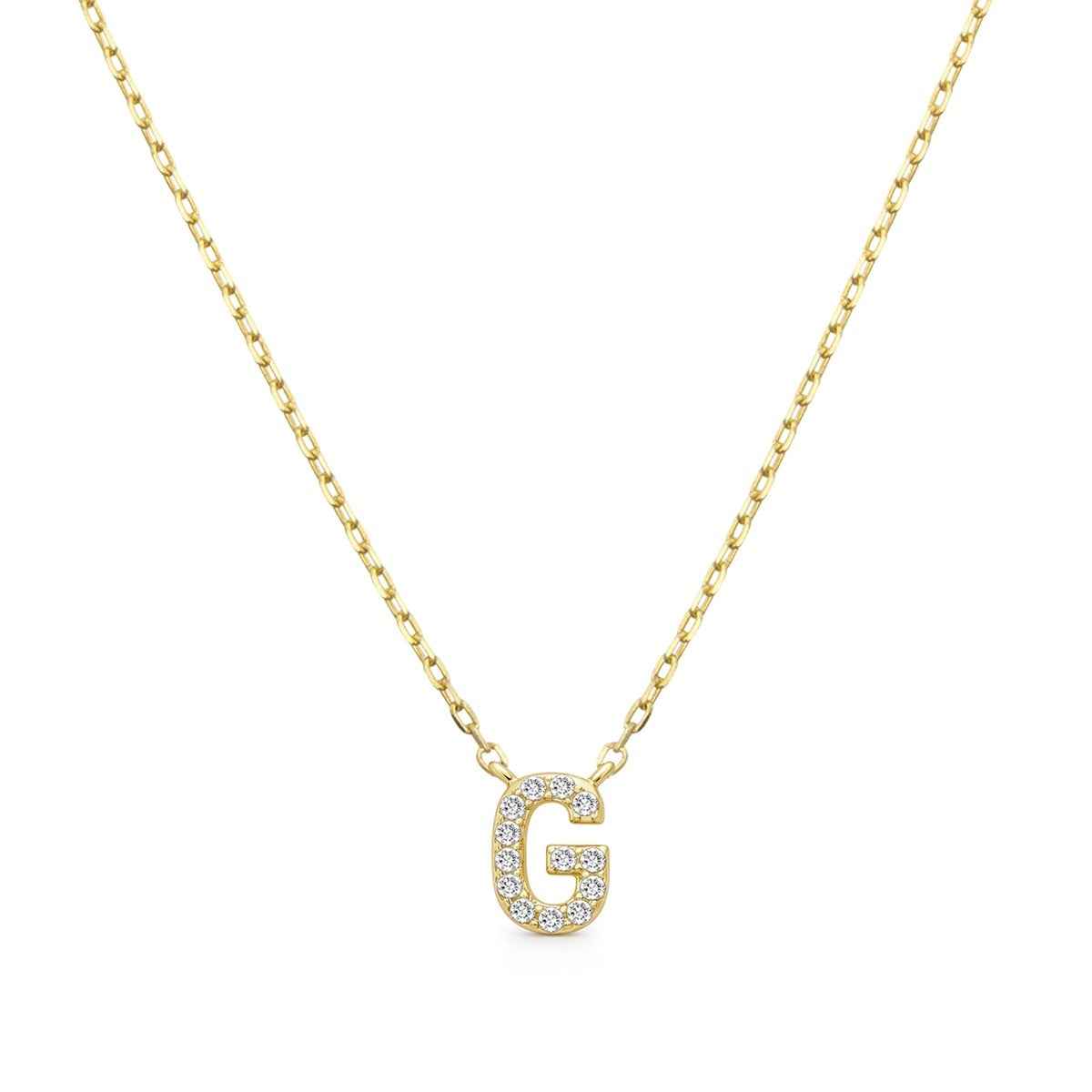 Diamond Accent Small Initial G Necklace in 10K Yellow Gold