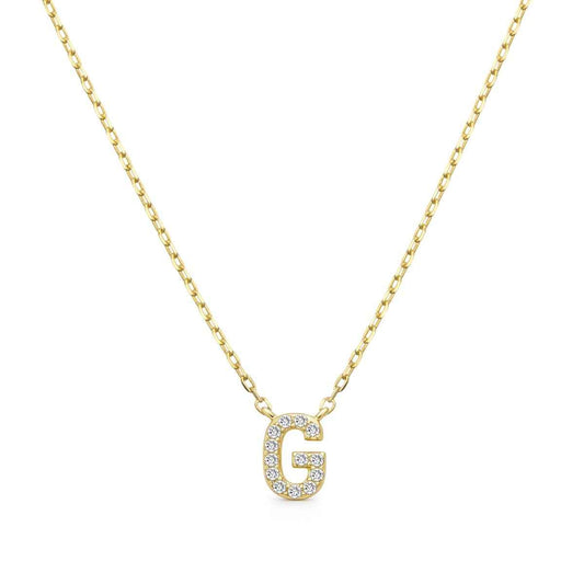 Diamond Accent Small Initial G Necklace in 10K Yellow Gold
