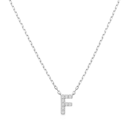 Diamond Accent Small Initial F Necklace in 10K White Gold