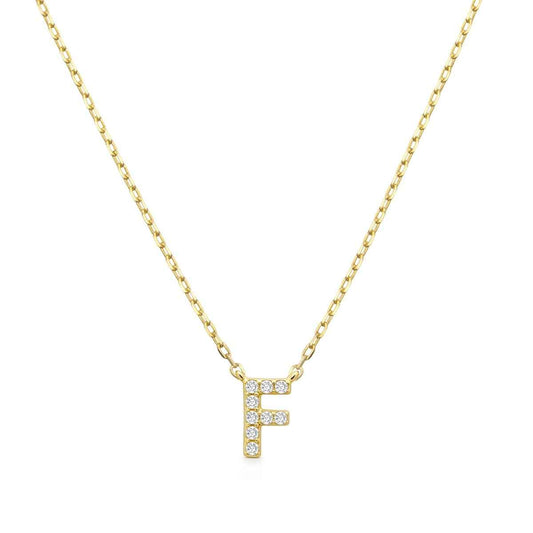 Diamond Accent Small Initial F Necklace in 10K Yellow Gold