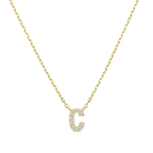 Diamond Accent Small Initial C Necklace in 10K Yellow Gold
