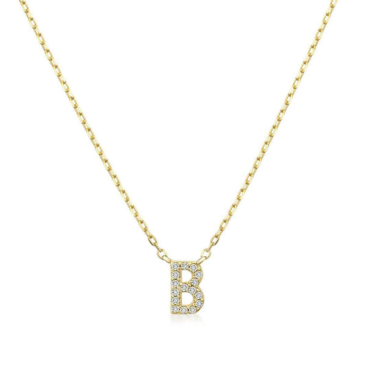 Diamond Accent Small Initial B Necklace in 10K Yellow Gold