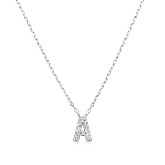 Diamond Accent Small Initial A Necklace in 10K White Gold