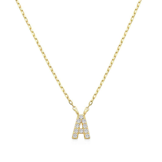 Diamond Accent Small Initial A Necklace in 10K Yellow Gold