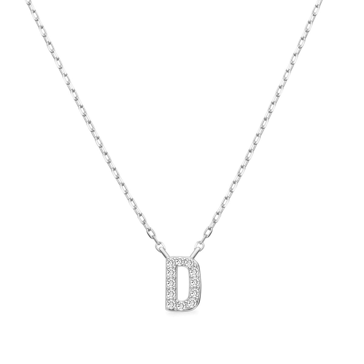 Diamond Accent Small Initial D Necklace in 10K White Gold