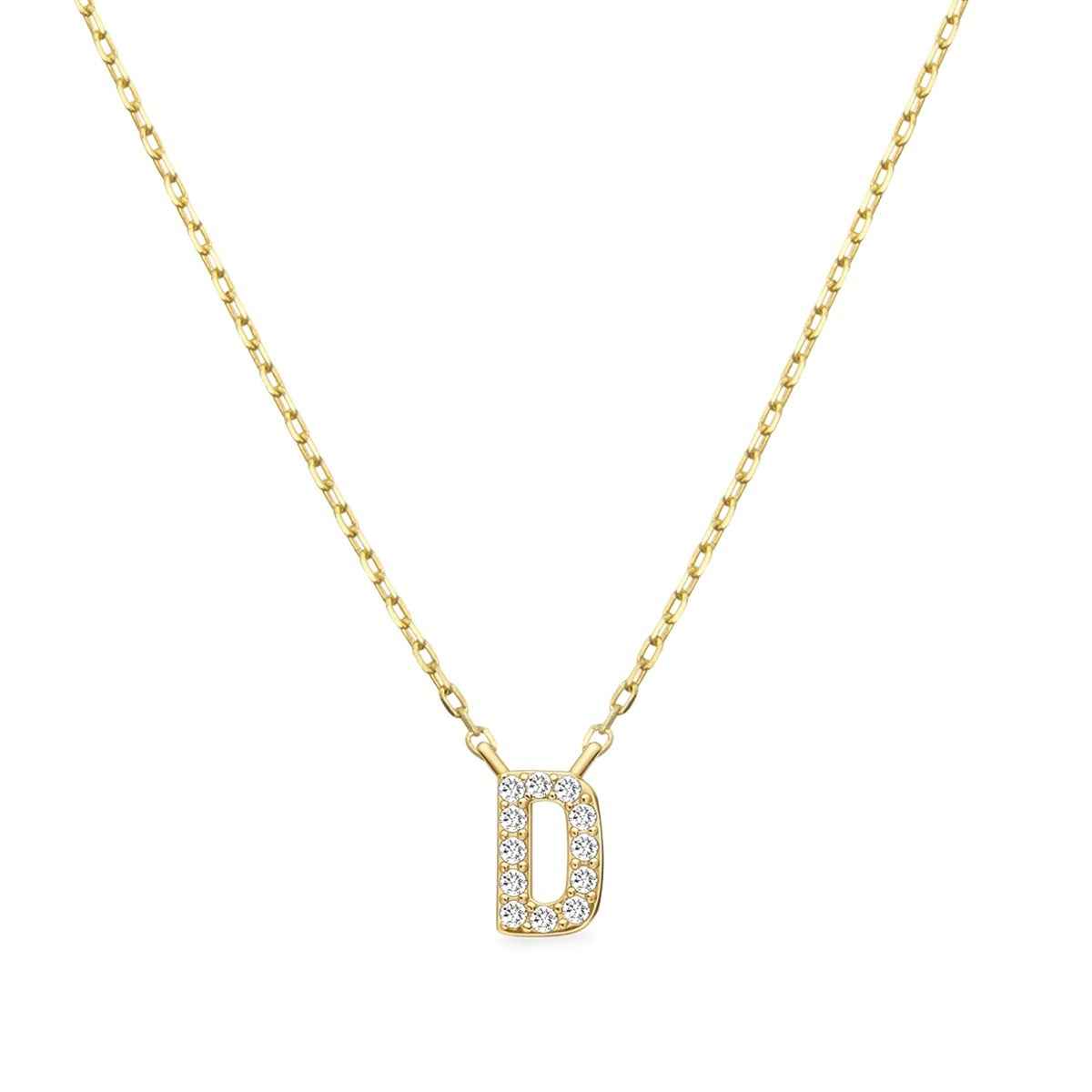 Diamond Accent Small Initial D Necklace in 10K Yellow Gold