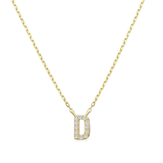 Diamond Accent Small Initial D Necklace in 10K Yellow Gold