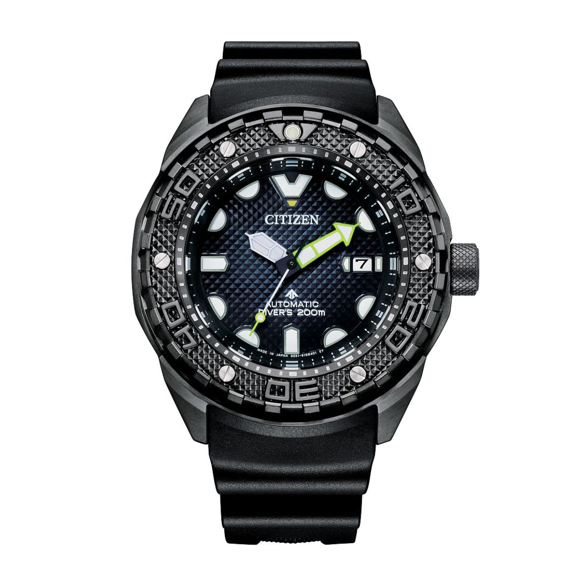 Citizen Men's Promaster Dive Automatic Black Titanium Watch with Blue Dial & Black Polyurethane Strap