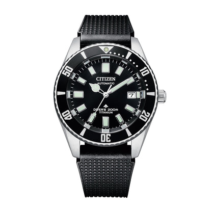 Citizen Men's Promaster Dive Automatic Titanium Watch with Black Dial & Black Polyurethane Strap