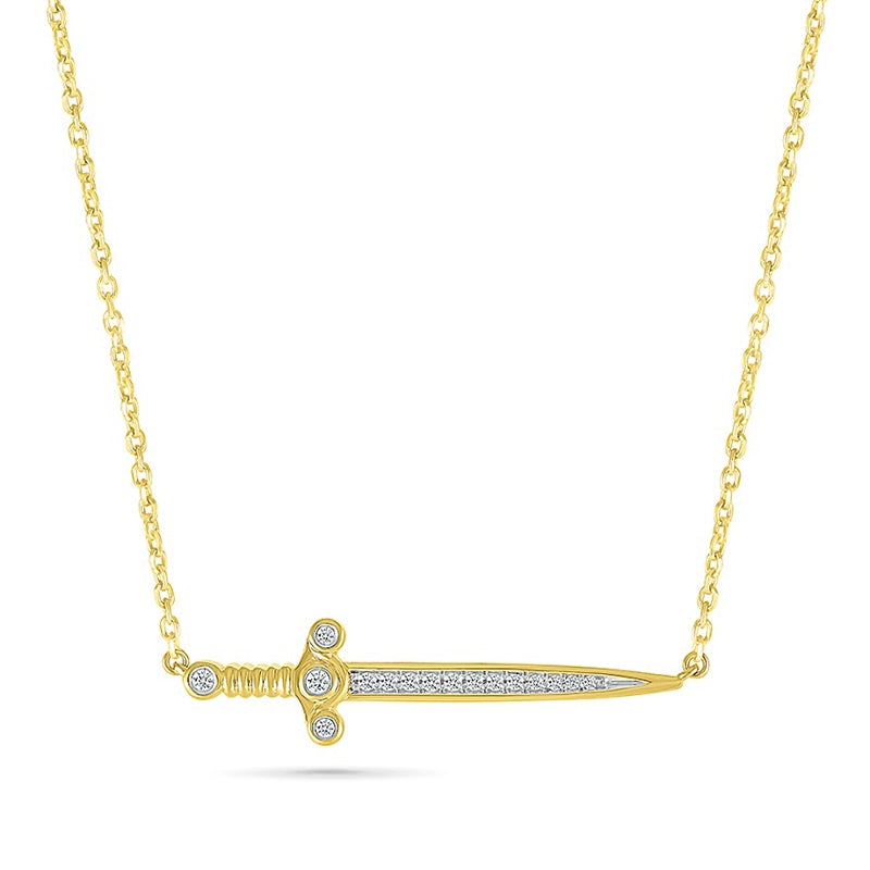1/10 ct. tw. Diamond Sword Necklace in 10K Yellow Gold