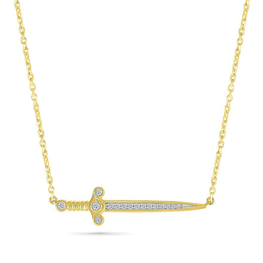 1/10 ct. tw. Diamond Sword Necklace in 10K Yellow Gold