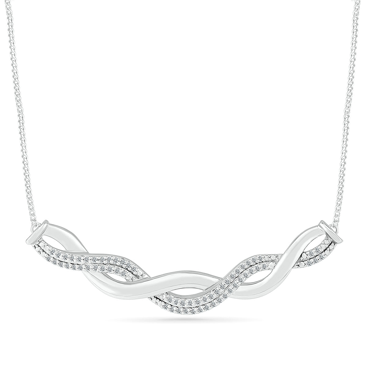 1/4 ct. tw. Diamond Twist Bar Necklace in Sterling Silver