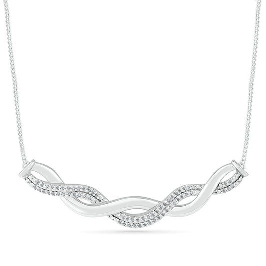 1/4 ct. tw. Diamond Twist Bar Necklace in Sterling Silver