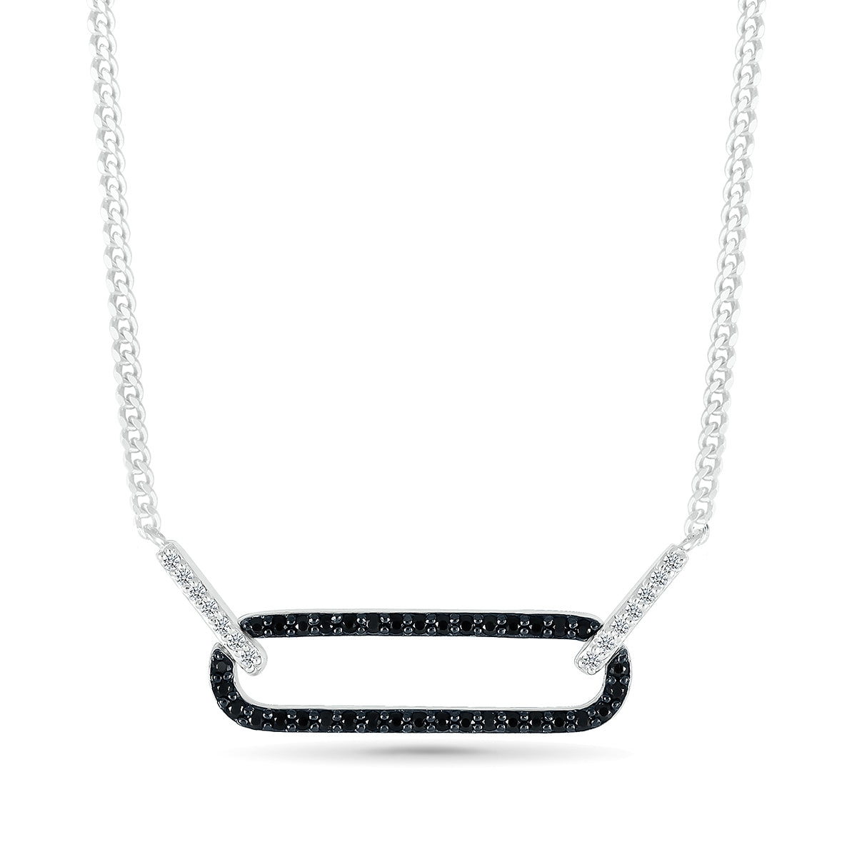 1/4 ct. tw. Black & White Diamond Paperclip Necklace in Sterling Silver