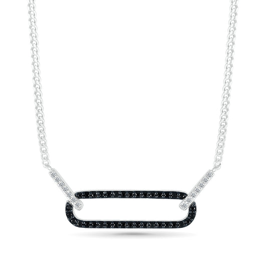 1/4 ct. tw. Black & White Diamond Paperclip Necklace in Sterling Silver