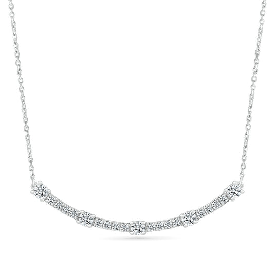 1/2 ct. tw. Diamond Curved Bar Necklace in 10K White Gold