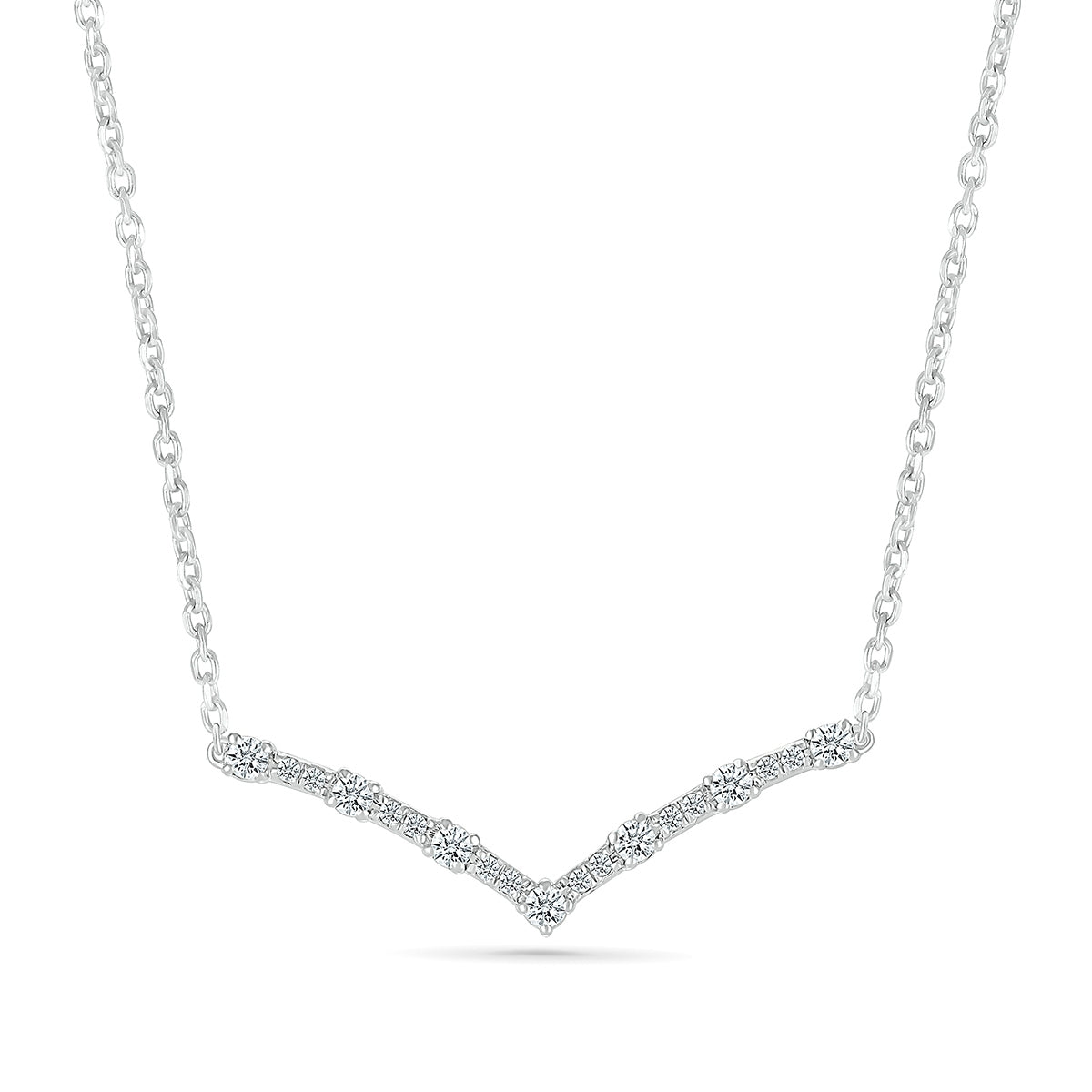 1/4 ct. tw. Diamond Chevron Bar Necklace in 10K White Gold