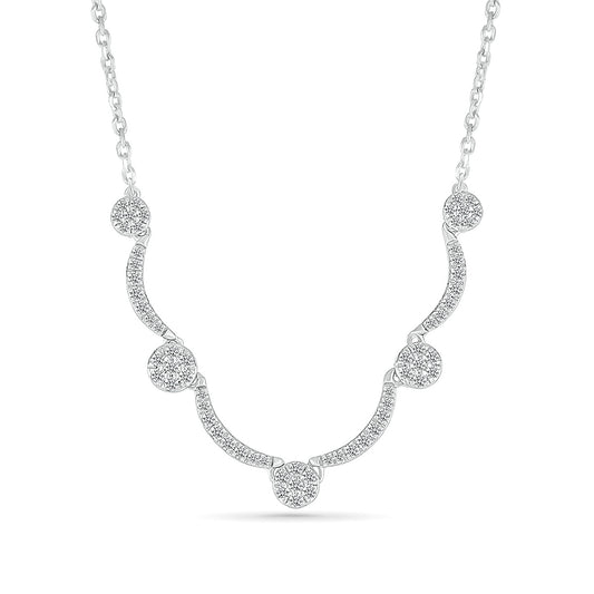Fairytale Diamonds 3/8 ct. tw. Diamond Five-Station Round Cluster Necklace in 10K White Gold