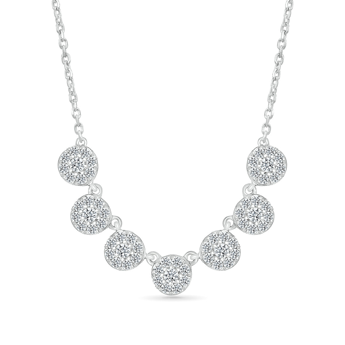 Fairytale Diamonds 1/2 ct. tw. Diamond 7-Station Round Cluster Necklace in 10K White Gold