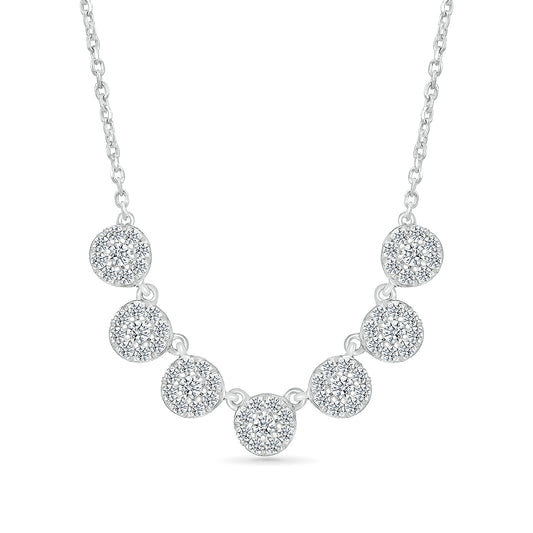 Fairytale Diamonds 1/2 ct. tw. Diamond 7-Station Round Cluster Necklace in 10K White Gold