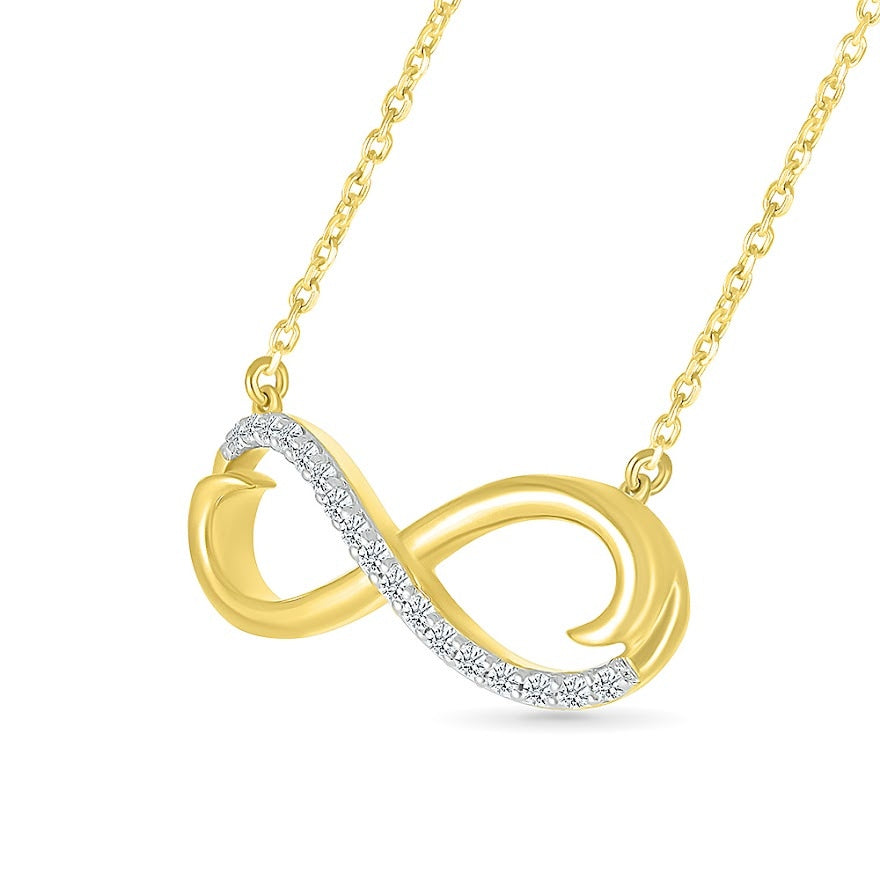 1/10 ct. tw. Diamond Infinity Necklace in 10K Yellow Gold front view