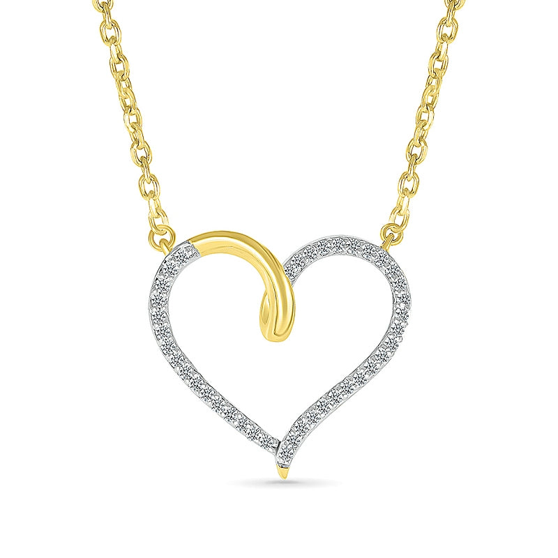 1/6 ct. tw. Diamond Open Heart Necklace in 10K Yellow Gold