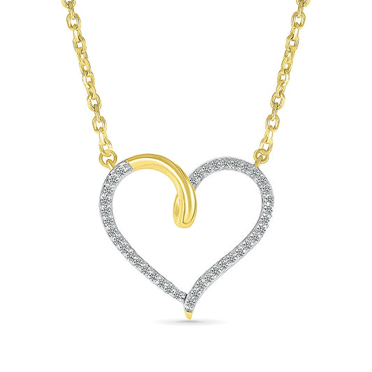 1/6 ct. tw. Diamond Open Heart Necklace in 10K Yellow Gold