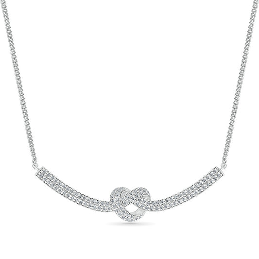 Love Knot 1/3 ct. tw. Diamond Knot Heart Necklace in Sterling Silver