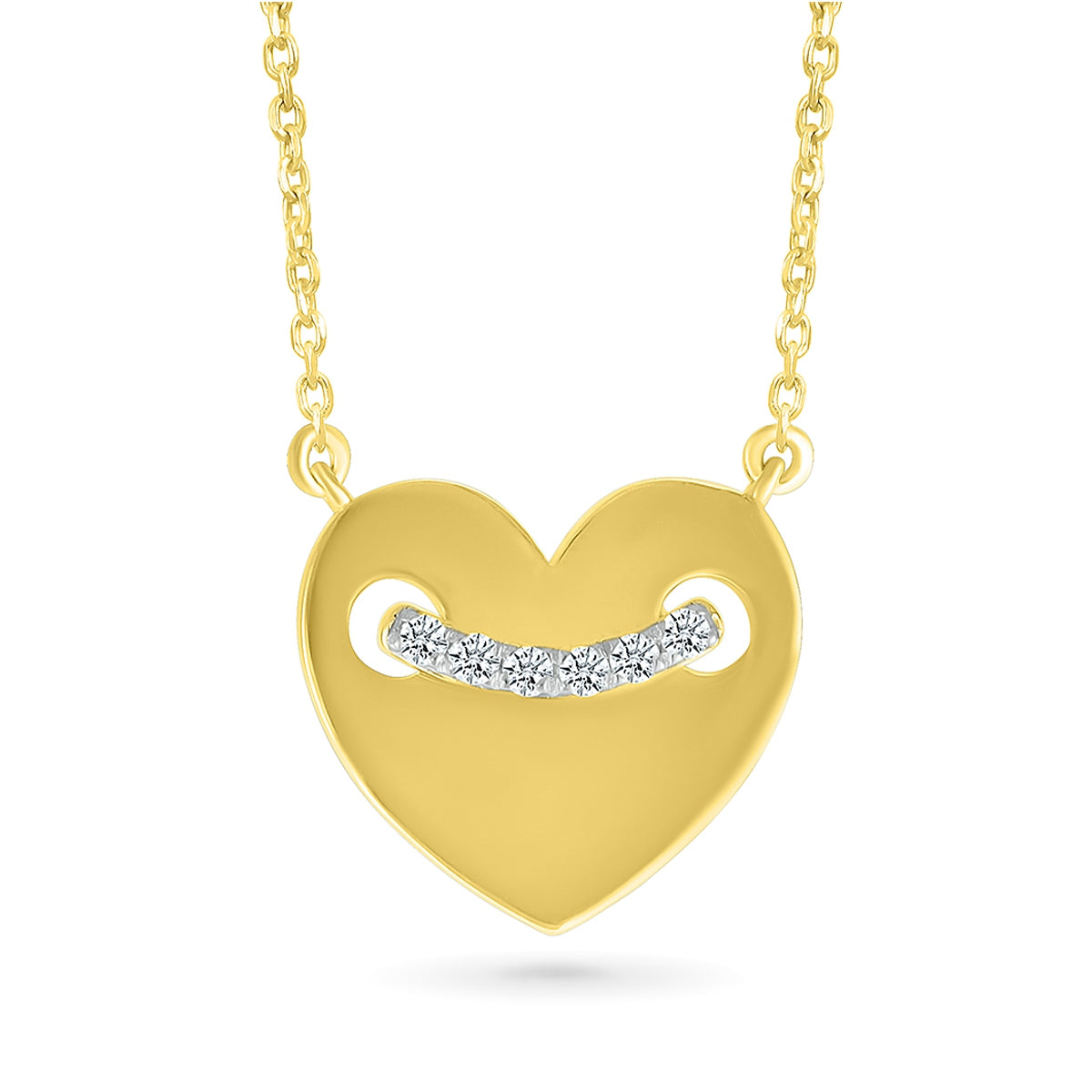 Diamond Accent Pierced Heart Necklace in 10K Yellow Gold