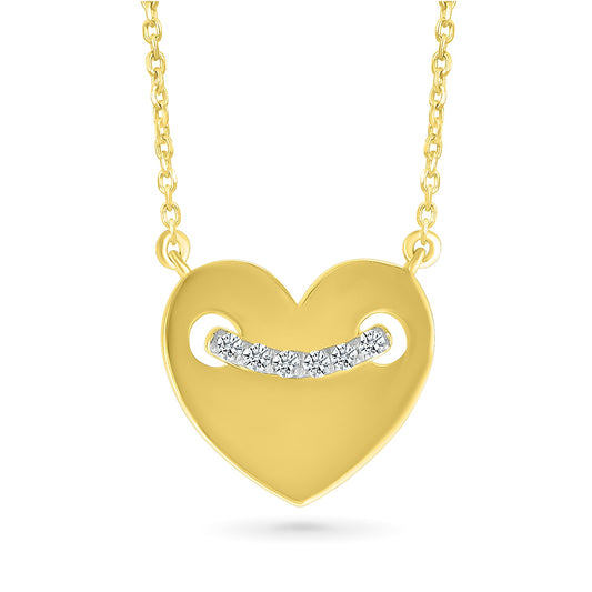 Diamond Accent Pierced Heart Necklace in 10K Yellow Gold