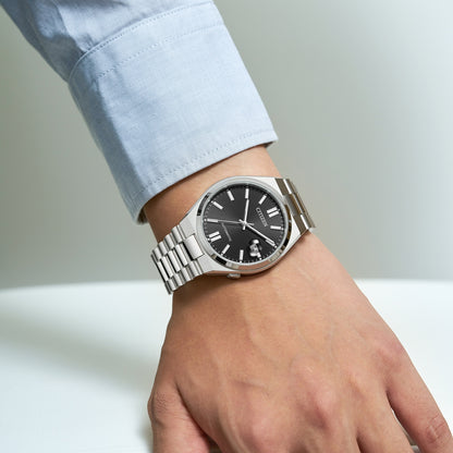 Citizen Men's TSUYOSA Automatic Stainless Steel Watch with Black Dial full view