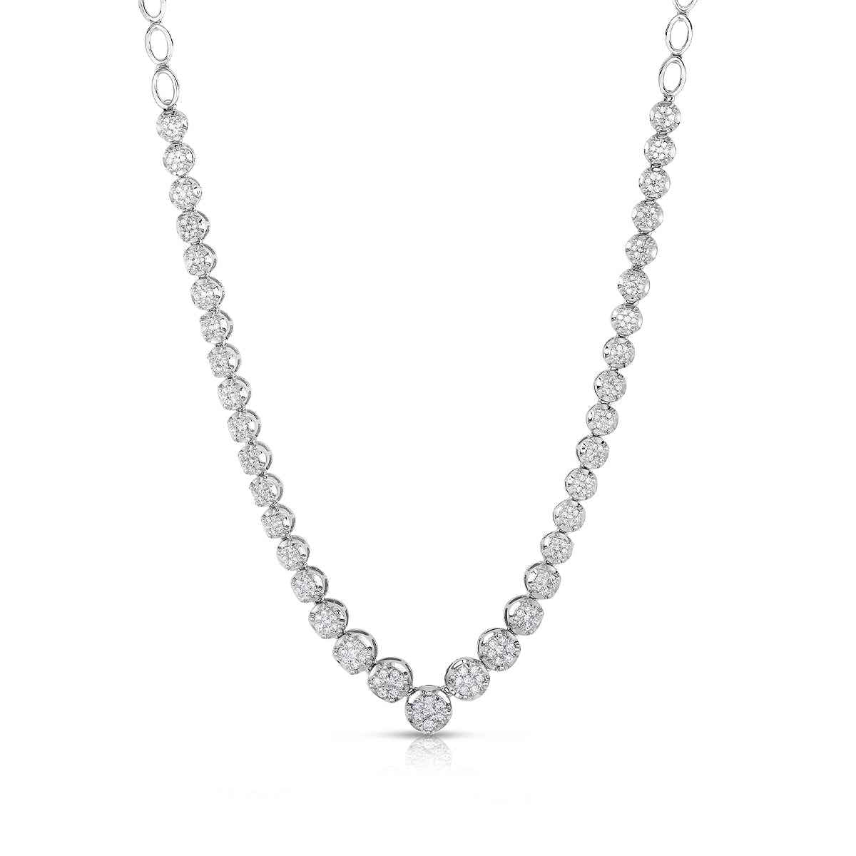 1-1/2 ct. tw. Diamond Cluster Graduated Necklace in 10K White Gold