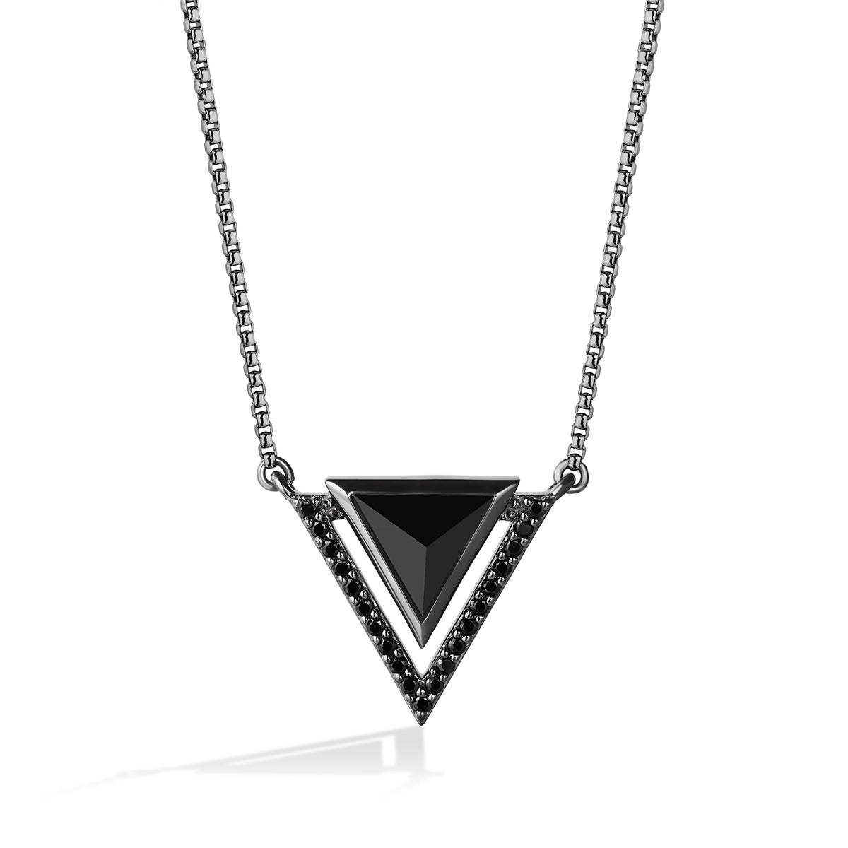 Star Wars Dark Armor Onyx & 1/6 ct. tw. Treated Black Diamond Necklace in Black Rhodium Plated Sterling Silver
