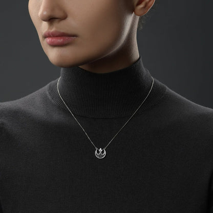 Star Wars The Rebel 1/4 ct. tw. Treated Black Diamond Necklace with Black Rhodium Plating in Sterling Silver front view