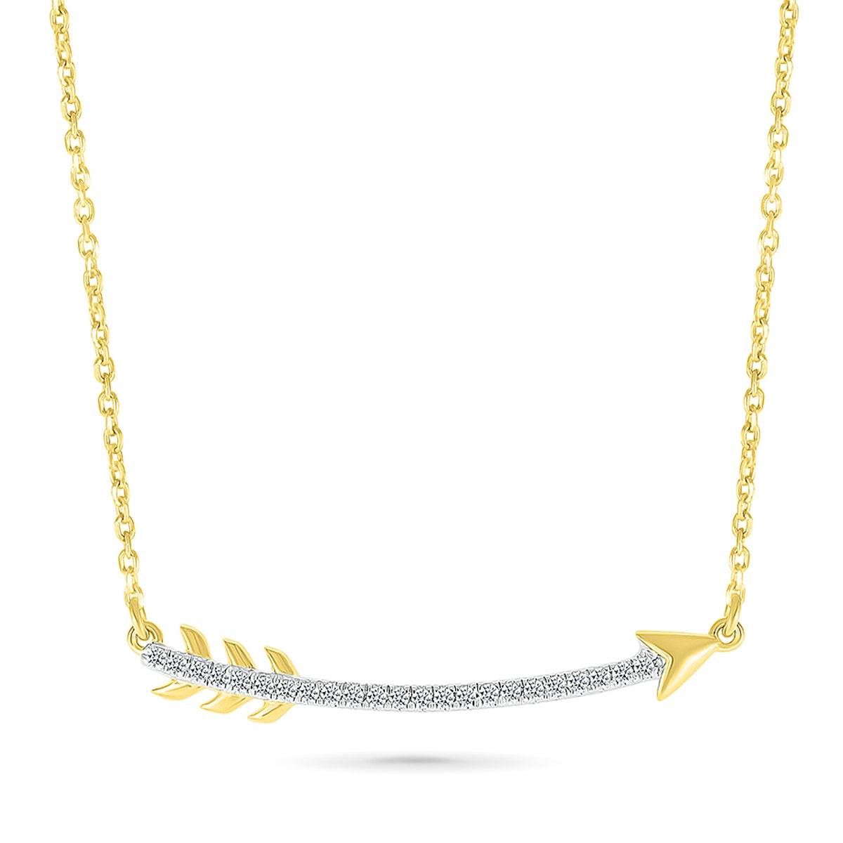 1/10 ct. tw. Diamond Curved Arrow Necklace in 10K Yellow Gold