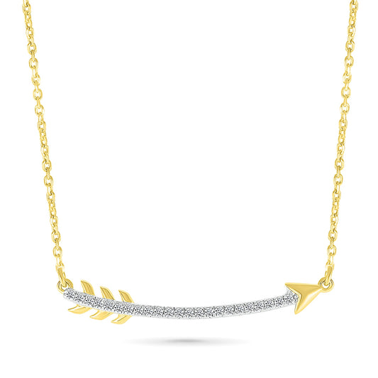 1/10 ct. tw. Diamond Curved Arrow Necklace in 10K Yellow Gold