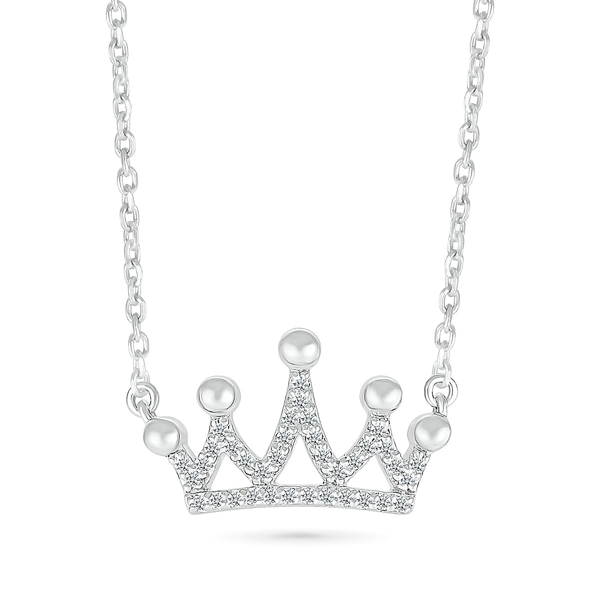 1/10 ct. tw. Diamond QuinceaÃ±era Crown Necklace in Sterling Silver