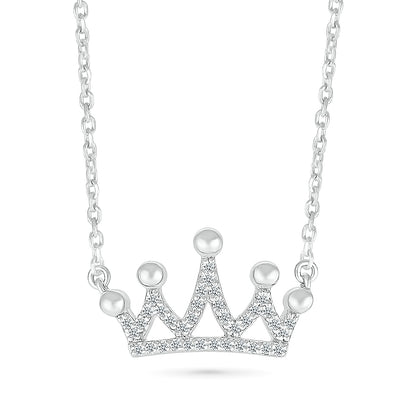 1/10 ct. tw. Diamond QuinceaÃ±era Crown Necklace in Sterling Silver