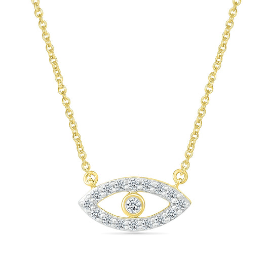 1/10 ct. tw. Diamond Petite Eye of Protection Necklace in 10K Yellow Gold